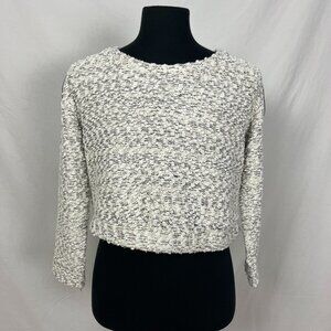 Silence + Noise Black White Bubble Fuzzy 2 Zipper Shoulder Sweater Size S/M